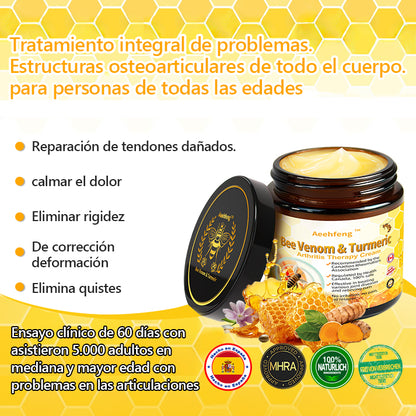 🐝🐝Aeehfeng™ Crema para el tratamiento de la artritis con veneno de abeja y cúrcuma, especializada en afecciones ortopédicas y dolores articulares