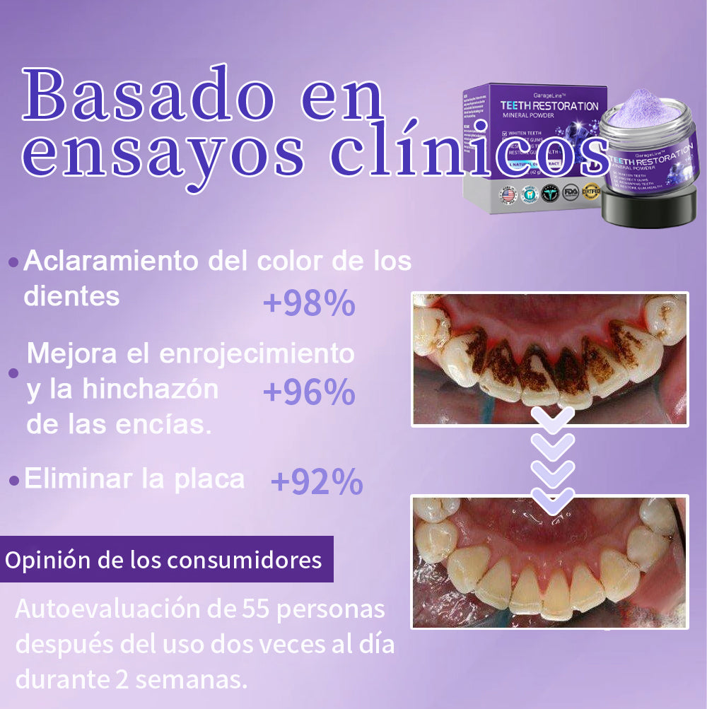 ✨✨GarageLine™ (recomendado por la ADA) Polvo Mineral para la Restauración Dental (⏰Oferta por tiempo limitado, últimos 30 minutos⏰) 🪥🦷