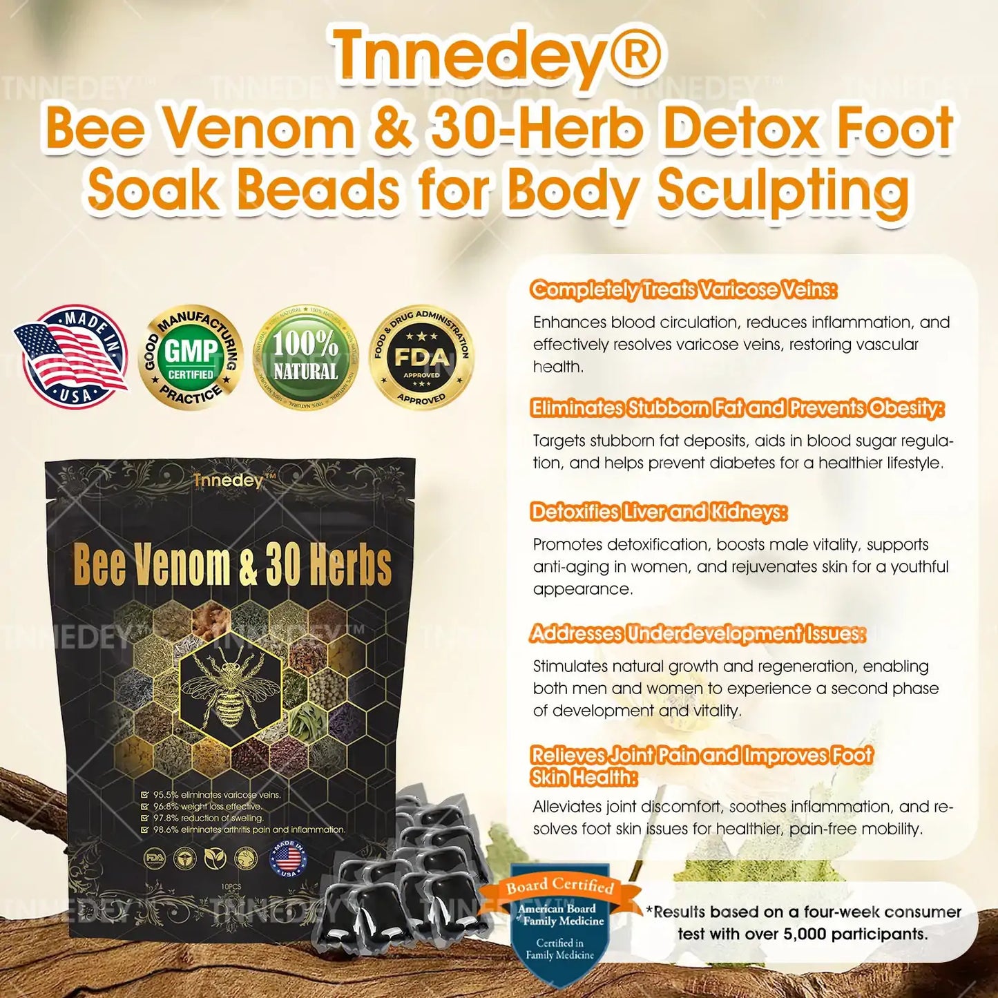 Last day to get 70% OFF: Tnnedey® Bee Venom & 30-Herb Detox Foot Soak Beads for Body Sculpting- Recommended by the America Lymphatic Academy (ALA) 🧀